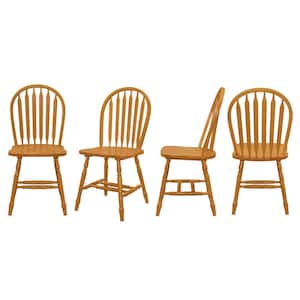 Light Oak Solid Wood Windsor Arrowback Dining Chairs (Set of 4)