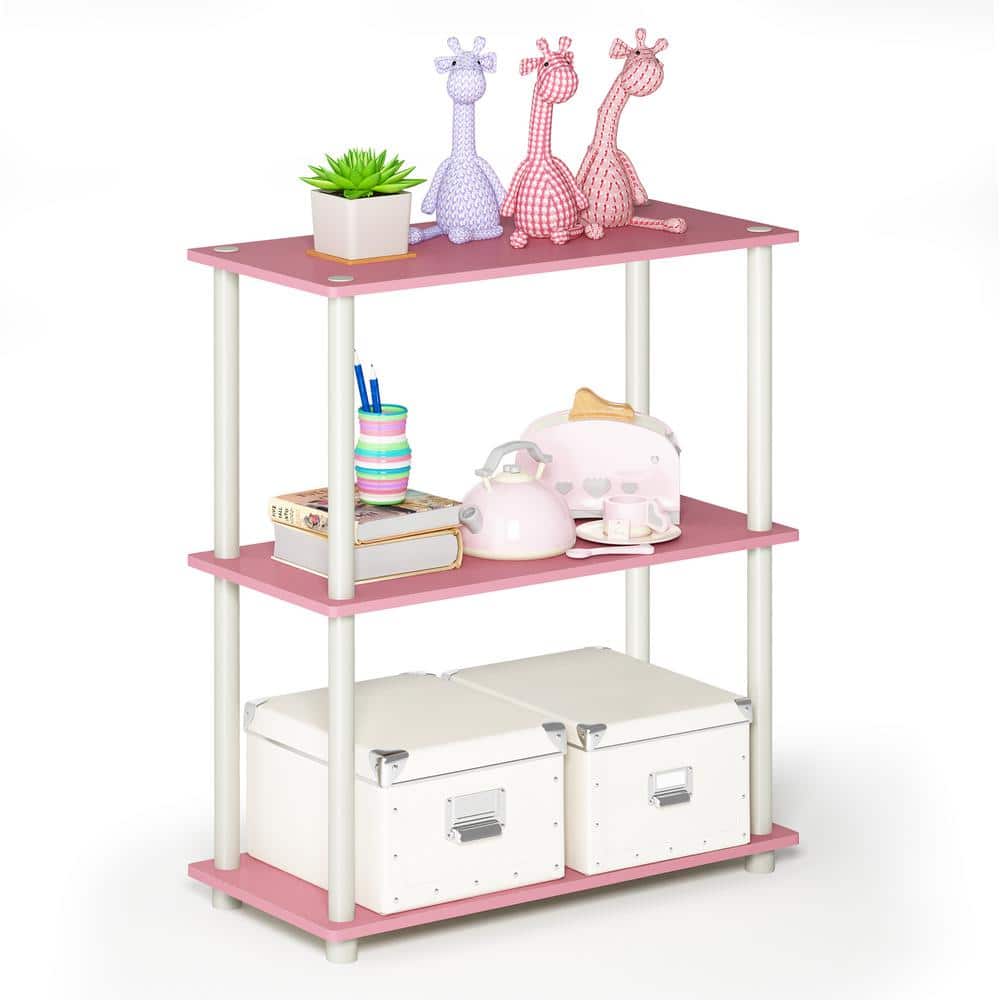 Pink and White 3-Tier Kids' Wooden Bookshelf