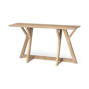 Jennings I 54 in. Light Brown/Natural Rectangle Wood Console Table