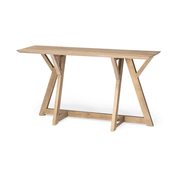 Mercana Jennings I 54 in. Light Brown/Natural Rectangle Wood Console Table