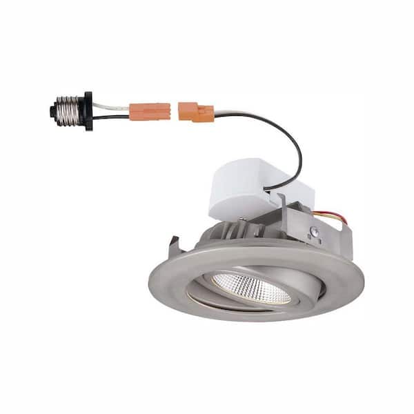 Commercial Electric 4 in. Brushed Nickel Recessed Can Light LED Gimbal Trim