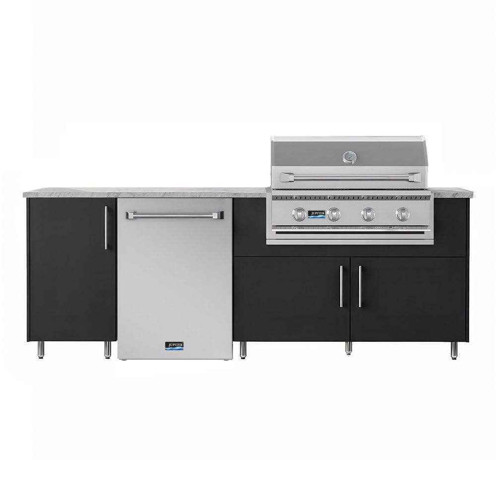 Sundown 90.5 in. W 4-Burner Propane Grill Island in Stainless Steel Miami Pitch Black with 2 Roll-Out Tray Cabinet price history on PriceWatchPro