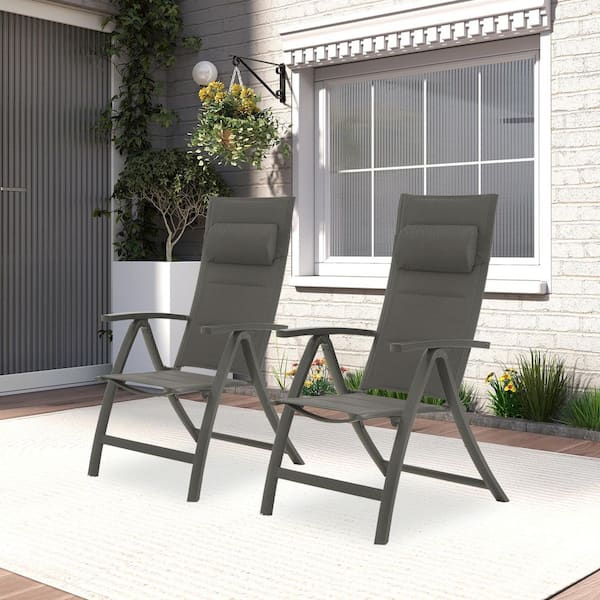 Outdoor Reclining Chair with Adjustable Positions and Padded Cushions