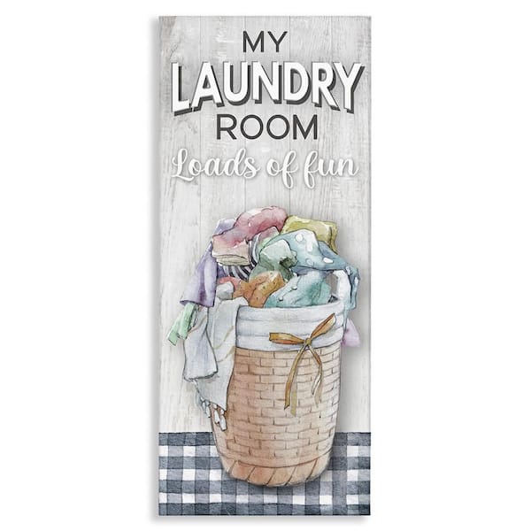 Laundry Room with Plaid by Conrad Knutsen 1-Piece Unframed Typography Graphic Art Print 24 in. x 10 in.