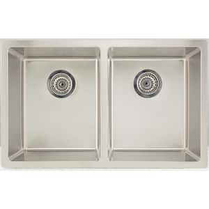 Undermount Stainless Steel 29 in. 50/50 Double Bowl Kitchen Sink in Chrome