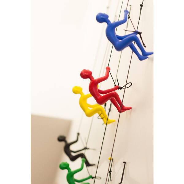 Contemporary Resin Wall Art Sculpture - 2 Abseiling / Climbing Men (66cm) - New In Box SIL