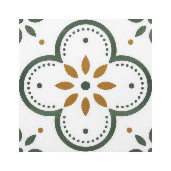 ilemong 11.8 in. x 11.8 in. Peel and Stick Tile Stickers PVC Self-Adhesive Backsplash Tiles for Wall, Floor, Green (10-Pack)