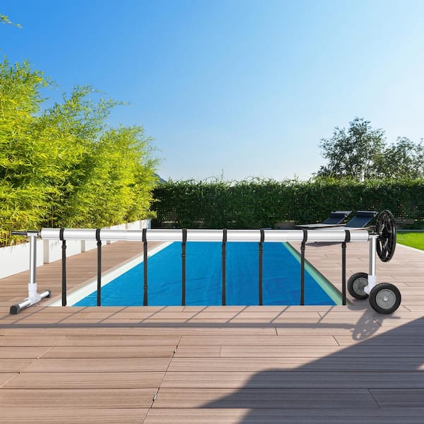 21' Ft Pool Cover Reel Set Aluminum In-ground Swimming Pool Solar Cover Reel