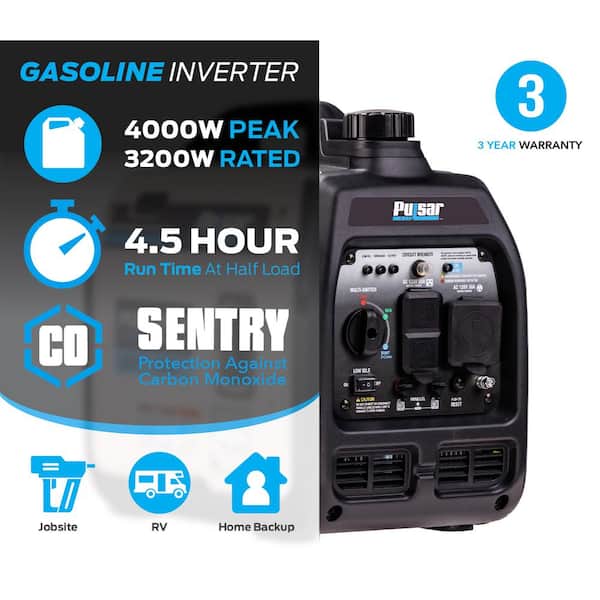 4,000-Watt Super Quiet Gasoline Powered Inverter Generator with Recoil Start and CO Alert