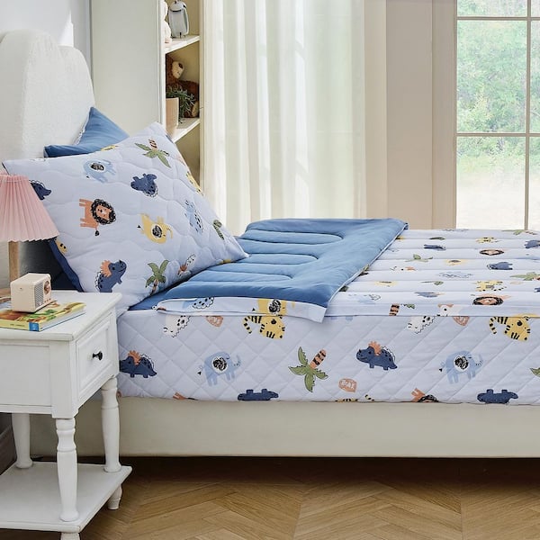 Bestier 4-Piece All-Season Zipper Bedding Blue Microfiber Twin