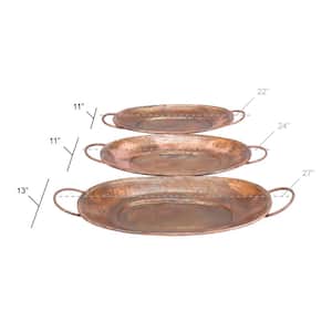 Copper Metal Decorative Tray (Set of 3)