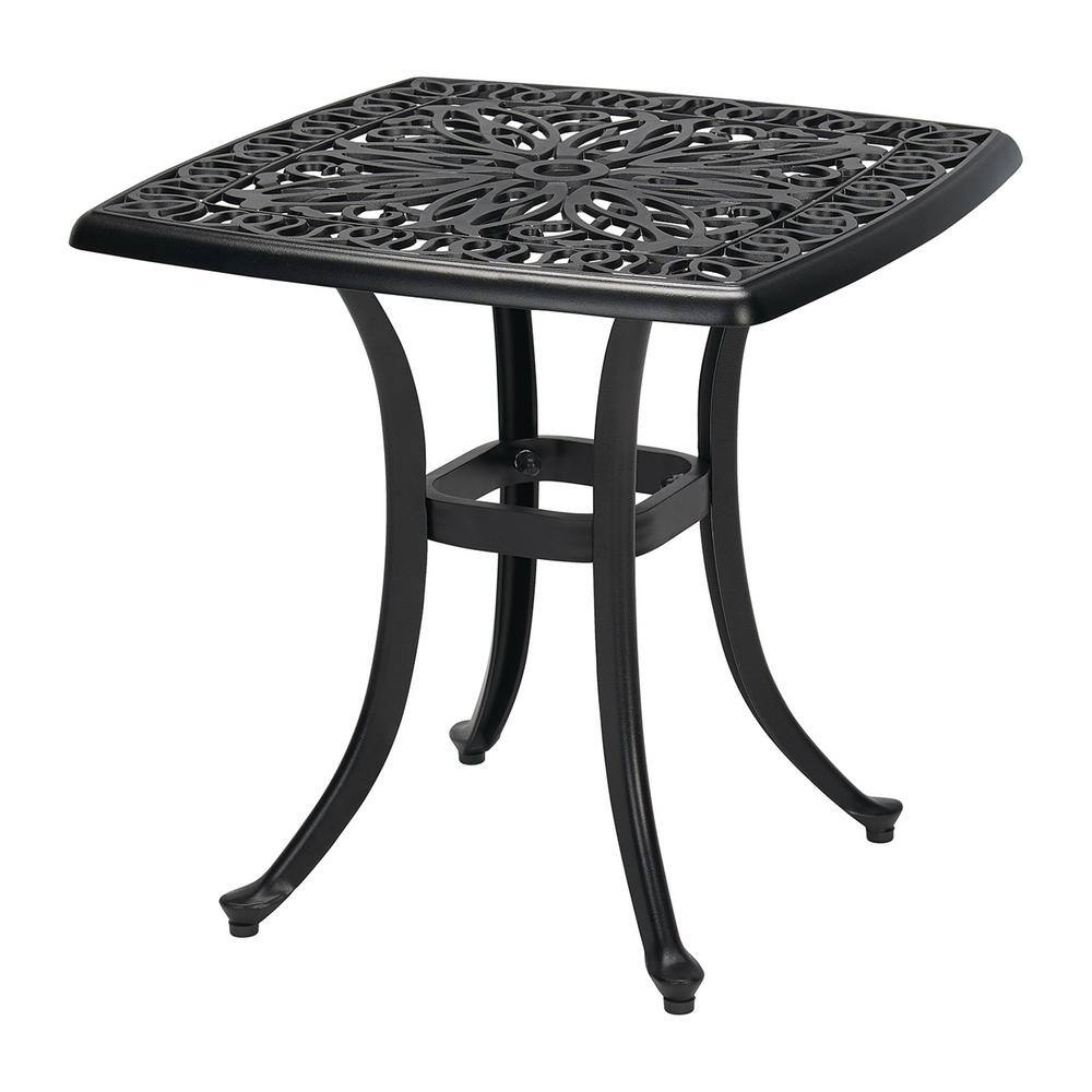 LAUREL CANYON Classic Black Square Cast Aluminum Outdoor Patio Side ...