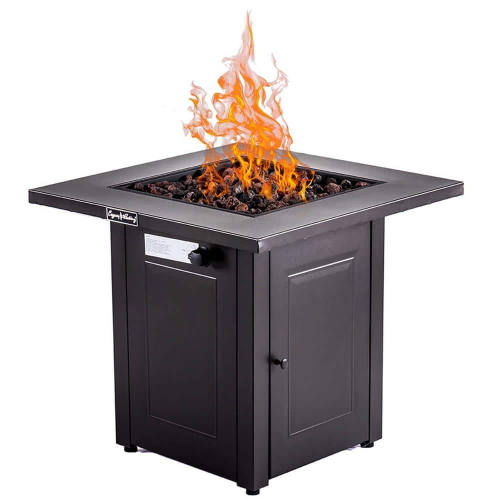 28in Propane Fire Pits Table, 50000 BTU Gas Square Outdoor Dinning Firepit 