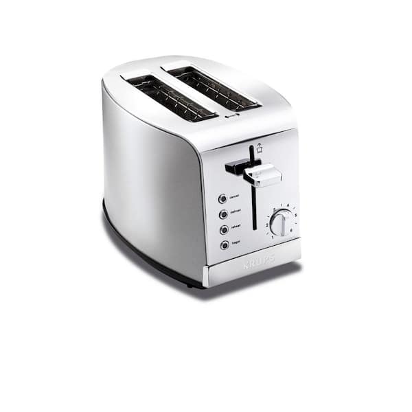 Krups 1000-Watt 2-Slice Stainless Steel Wide Slot Toaster with 6-Browning Levels and 4-Easy-to-Use Functions