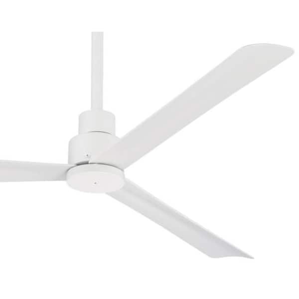 Minka Aire Simple 52 In Indoor Outdoor Flat White Ceiling Fan With Remote Control F787 Whf - 52 White Ceiling Fans Without Lights