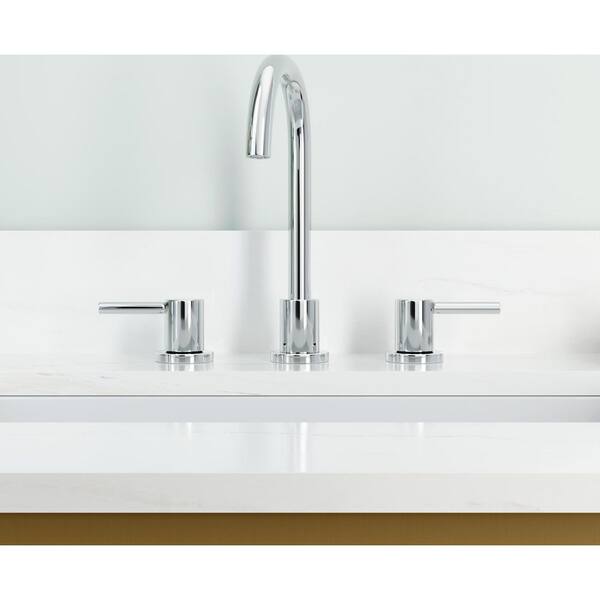 SIGNATURE HARDWARE - Lexia 8 in. Widespread Gooseneck Double Handle Bathroom Faucet in Chrome
