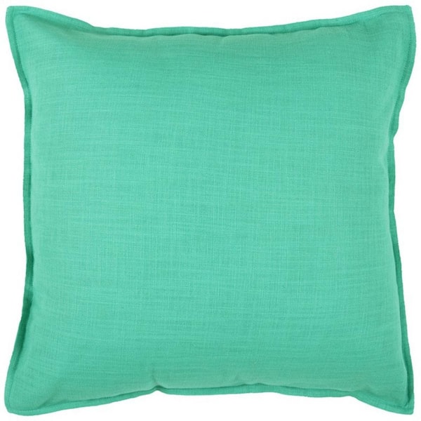 HomeRoots Aqua Solid Polyester 20 in. x 20 in. Throw Pillow