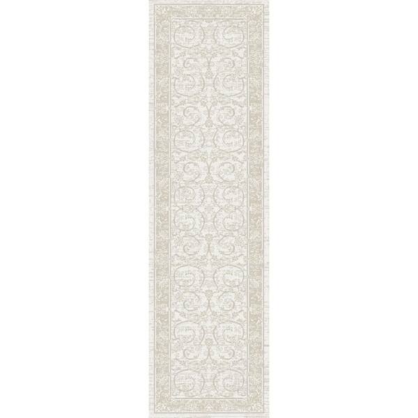 Dekor Ivory Taupe 2 ft. x 6 ft. Medallion Traditional Runner Area Rug