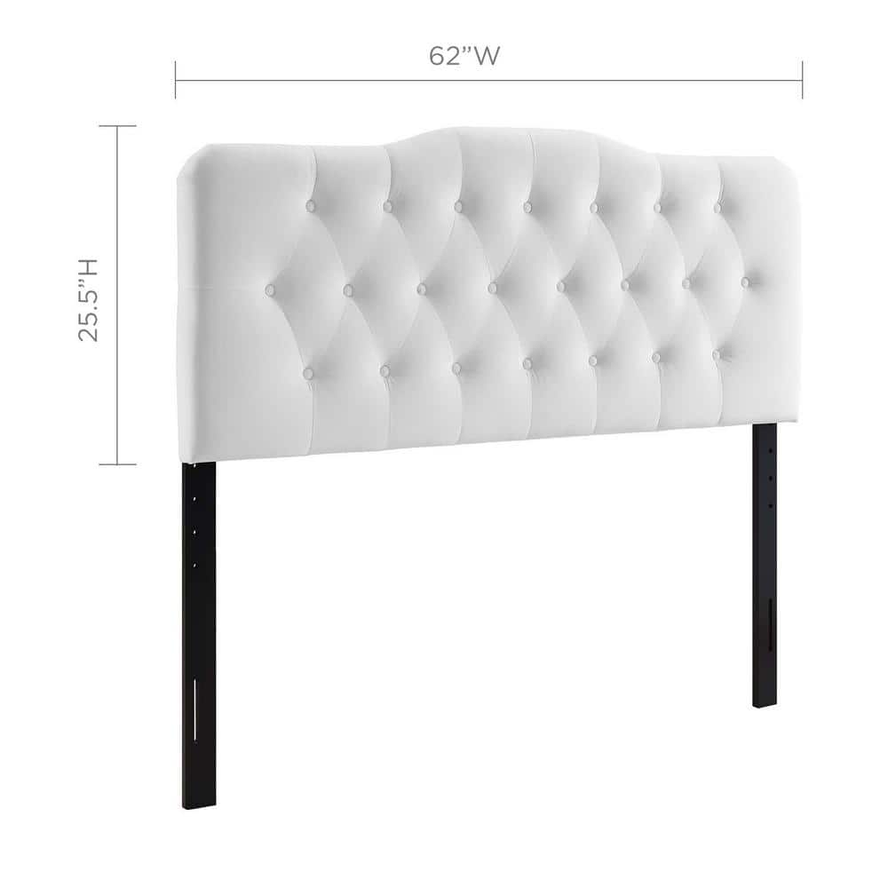 Queen Annabel Diamond Tufted Performance Velvet Headboard White - Modway: Elegant Vintage Design, Adjustable Height, Plywood Frame