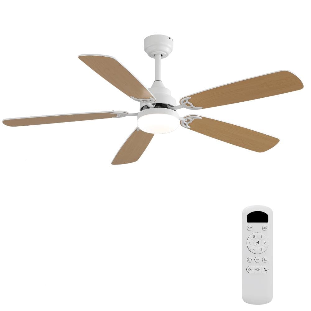 52 In. 5-Blades White Ceiling Fan 6 Speed Wind Remote Control Reversible DC Motor With Led Light price history on PriceWatchPro
