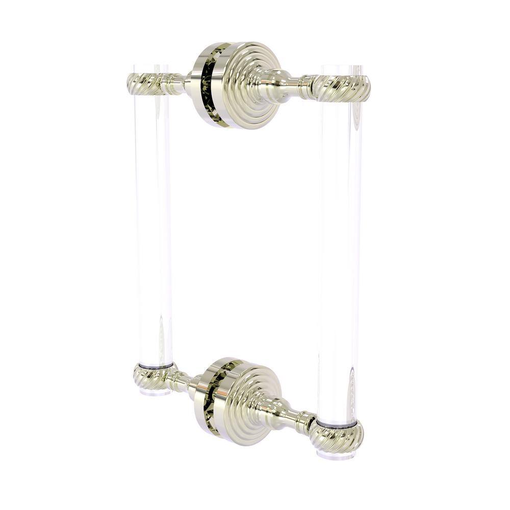 Polished Nickel and Clear Acrylic Shower Door Pull with Twisted Accents