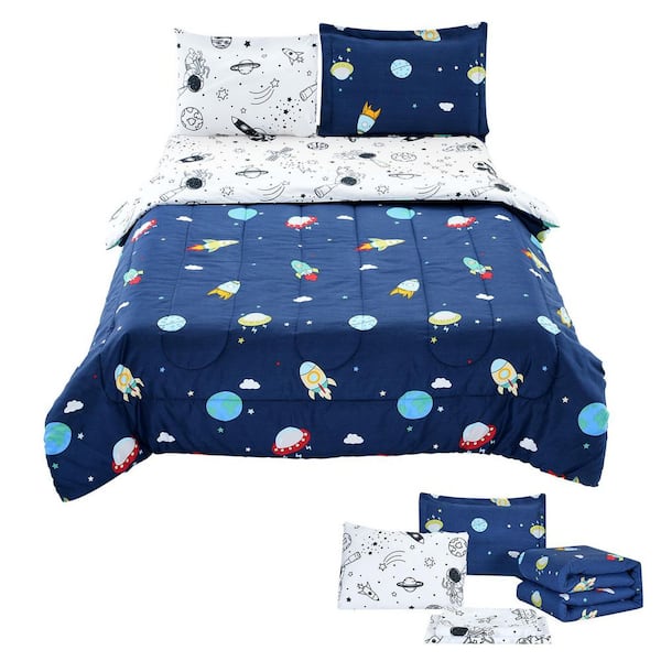 Kids Comforter Set Polyester Bed in a Bag 5 Pieces Twin Bedding Sets 1 Comforter  1 Fitted Sheet 2 Pillowcases
