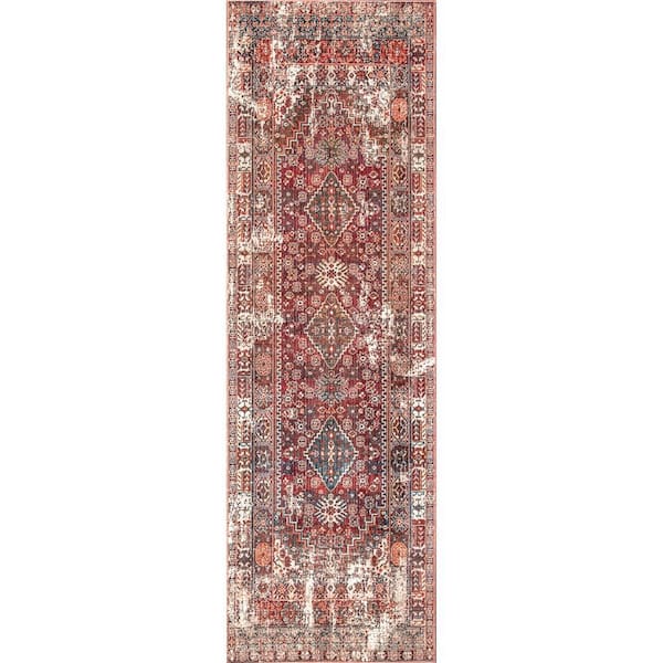 nuLOOM Farley Medallion Fringe Rust 2 ft. 6 in. x 6 ft. Indoor Runner