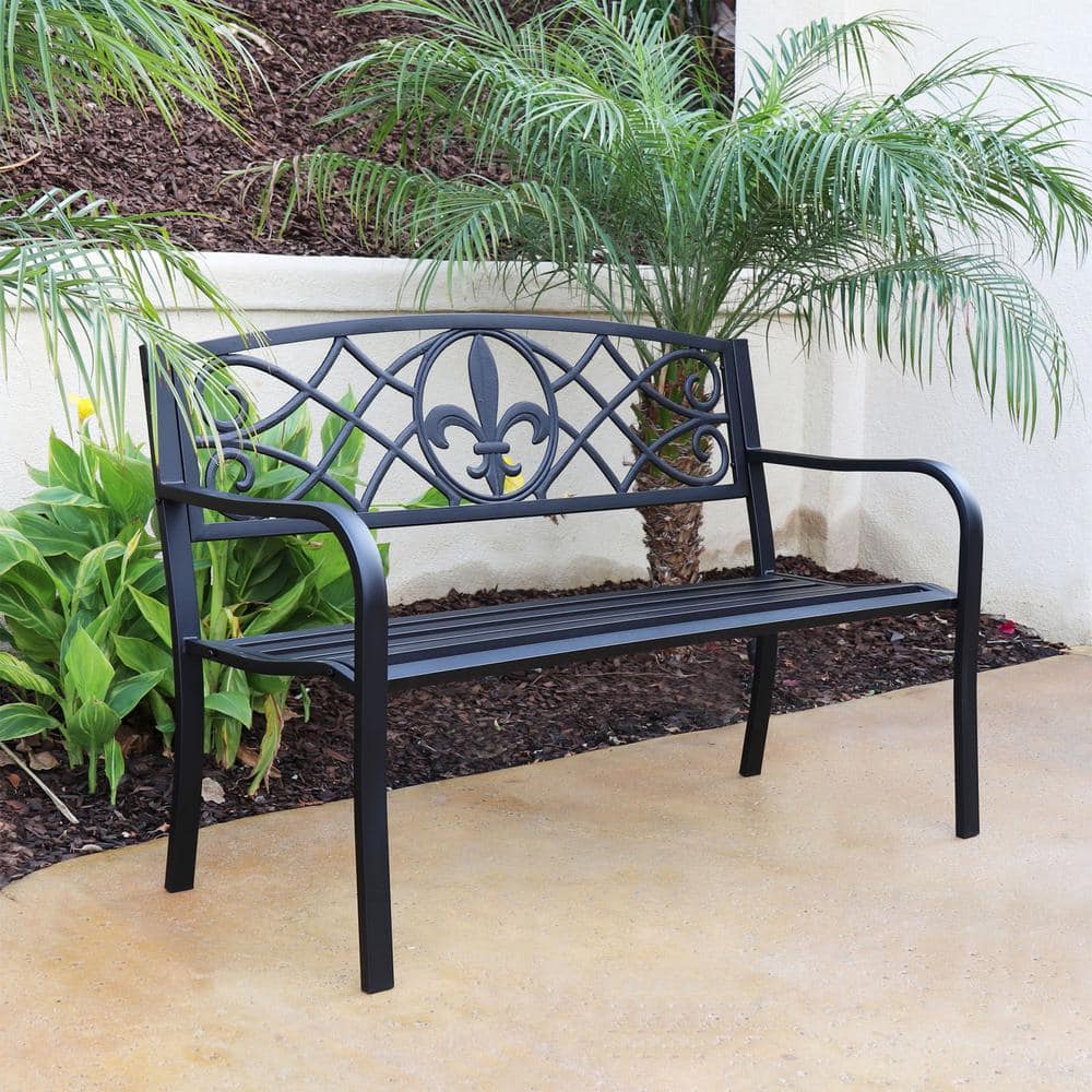 Maypex 51 in. Steel Outdoor Patio Porch Chair Loveseat Bench