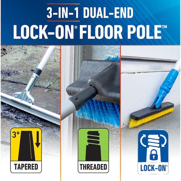 Lock-On 60 in. Aluminum Dual-Ended Pole - Universal Broom Handle, Mop Handle, and Cleaning Pole
