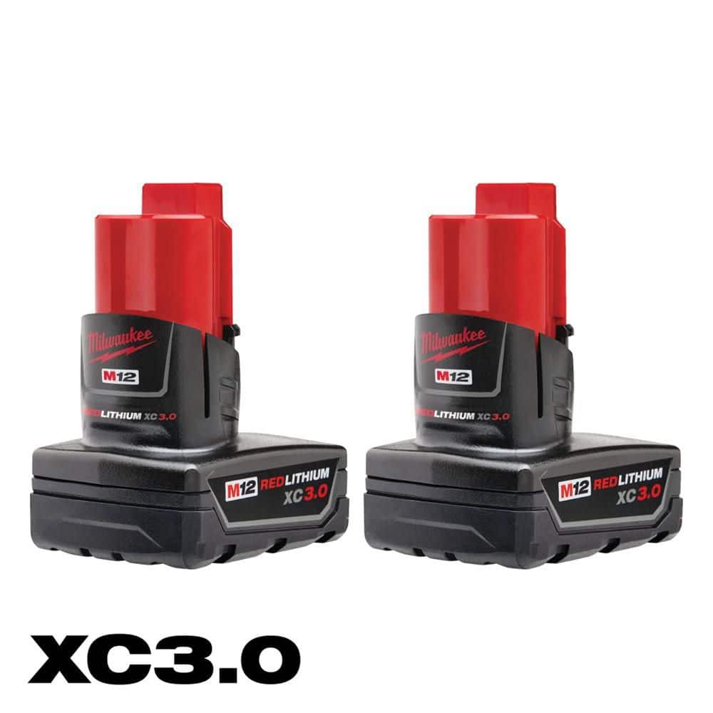 Milwaukee M12 12-Volt Lithium-Ion XC Extended Capacity 3.0 Ah Battery Pack (2-Pack) 48-11-2412