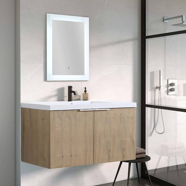 Solid Oak Bathroom Cabinet Small Bathroom Vanity Units Mirror Bathroom Sink  300CBC351 