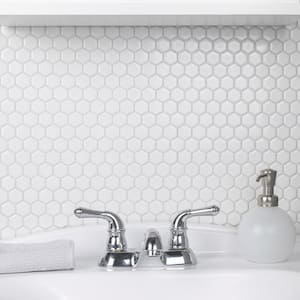 Metro 1 in. Hex Glossy White 6 in. x 6 in. Porcelain Mosaic Take Home Tile Sample