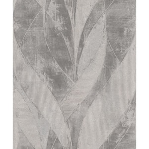 Blake Grey Sterling Leaf Paper Textured Non-Pasted Wallpaper Roll