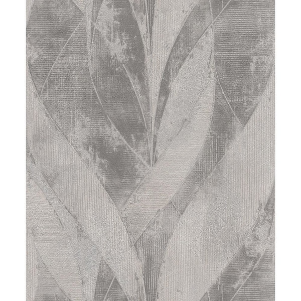 Advantage Blake Grey Sterling Leaf Wallpaper Sample