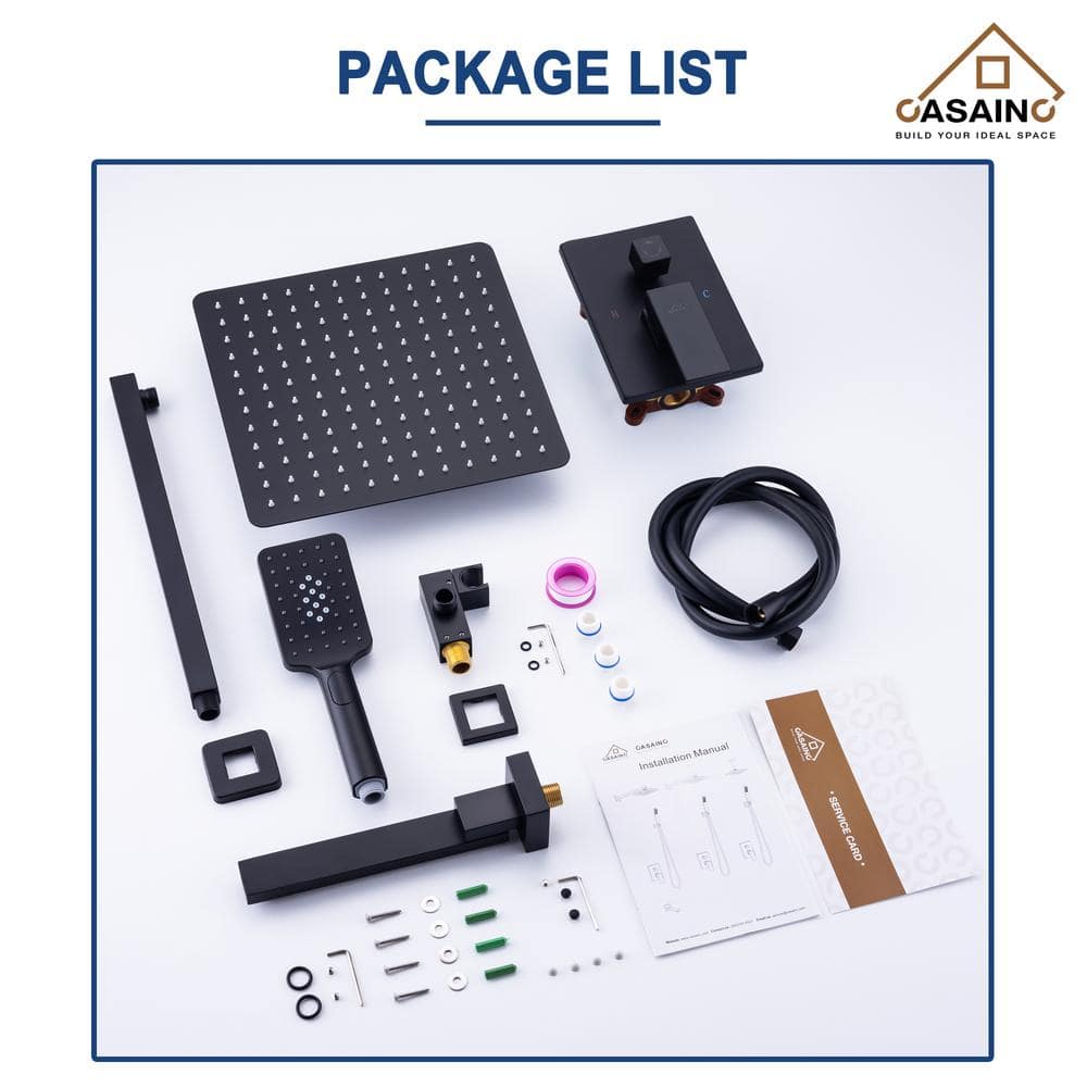 Matte Black Dual Function Square Rain Shower System