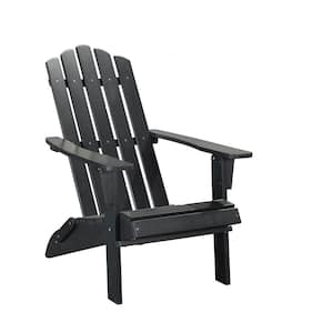 Ultra Durable Weather Resistant Design Folding Adirondack Chair, 300 lb Weight Capacity, Black(Set of 1)