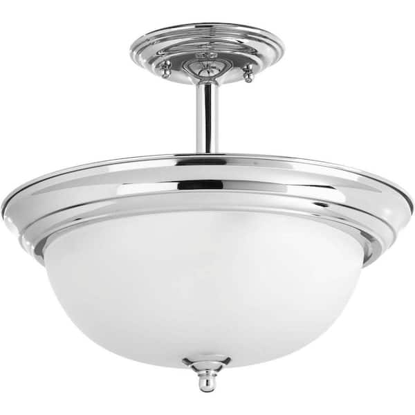 Progress Lighting Dome Glass Collection 2-Light Polished Chrome Semi-Flush Mount