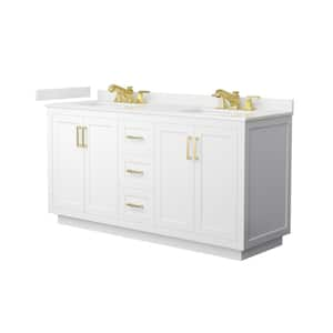 Miranda 66 in. W x 22 in. D x 33.75 in. H Double Bath Vanity in White with White Quartz Top