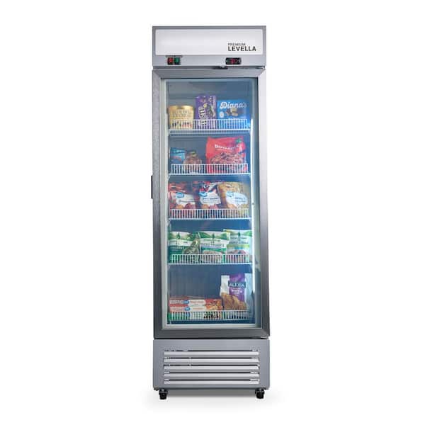 Premium LEVELLA 25 in. 11.6 cu. Ft. Auto/Cycle Defrost Upright Freezer Glass Door Commercial Reach in Stainless