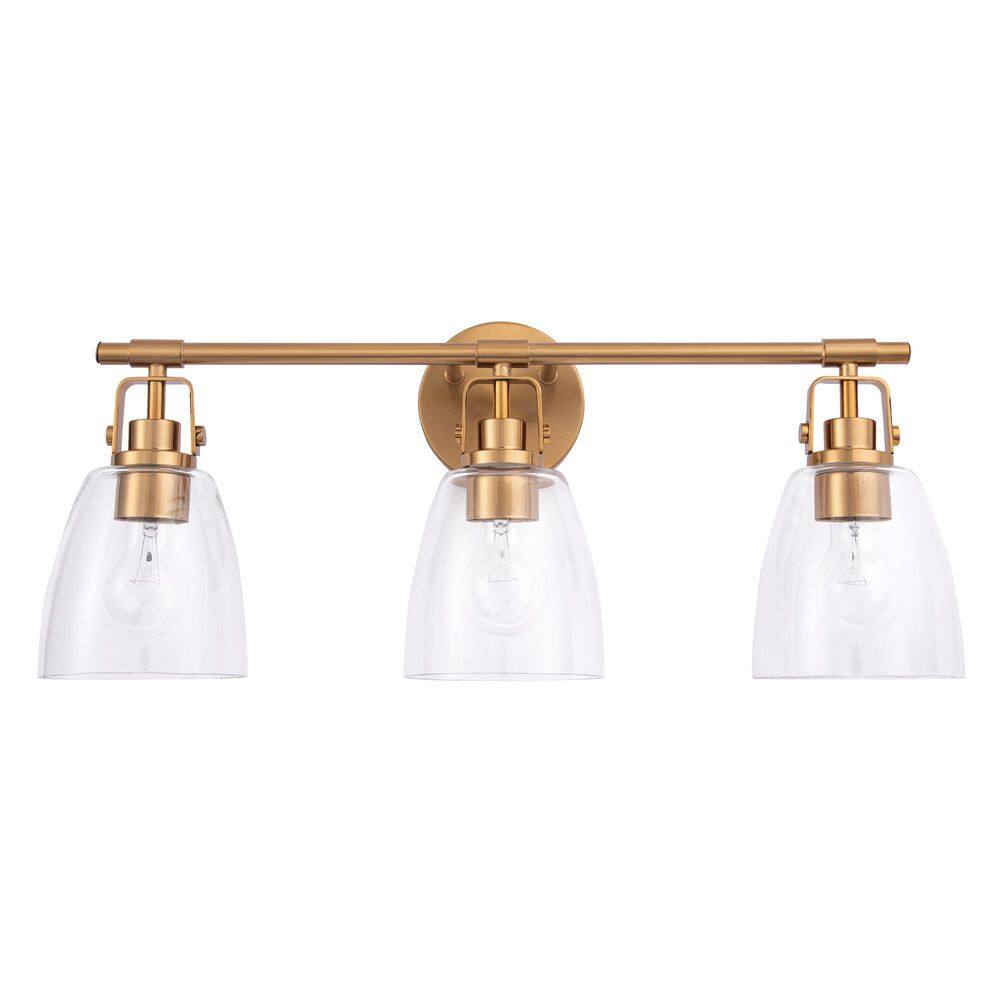 Brilliance 24 in. 3-Light Gold Bathroom Vanity Light Cone Glass Shade Wall Sconces price history on PriceWatchPro