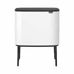 Bo 9 Gallon Dual Compartment White Steel Rectangular Recycling Touch Top Trash Can