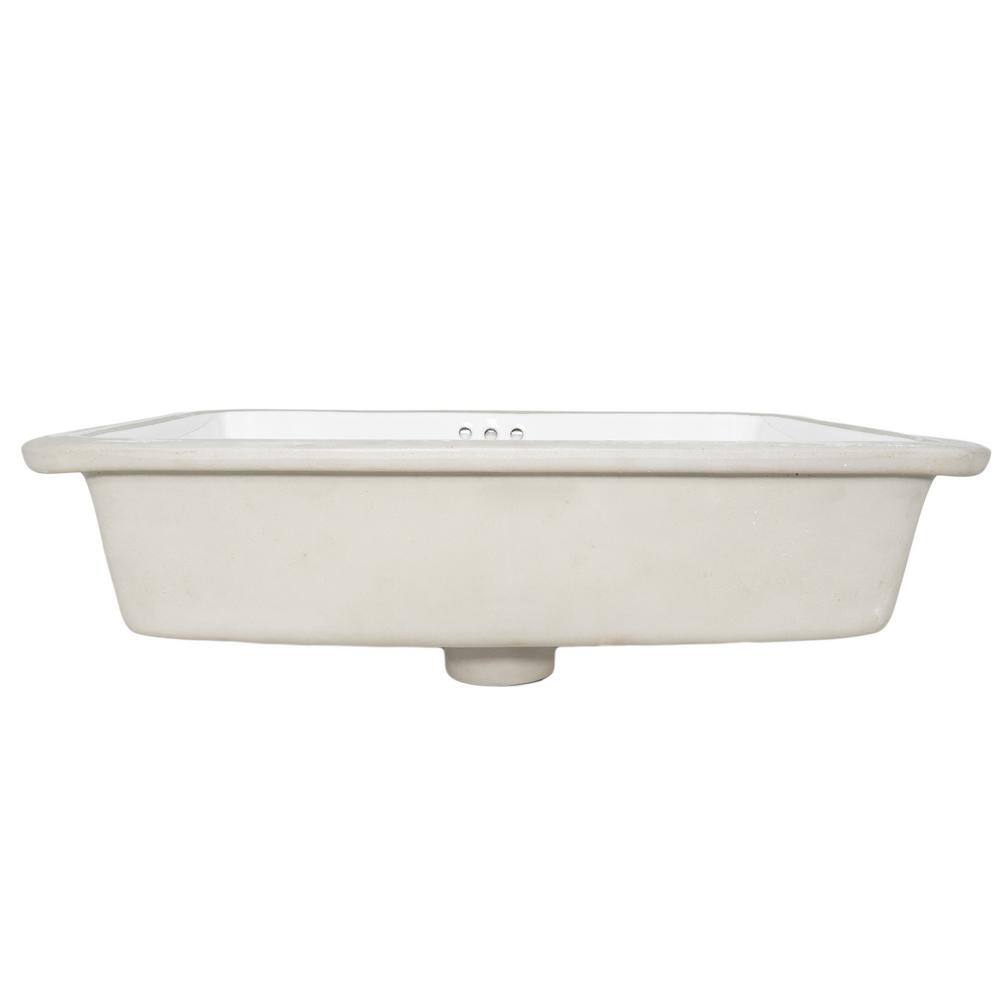 Modern White Rectangular Undermount Porcelain Bathroom Sink