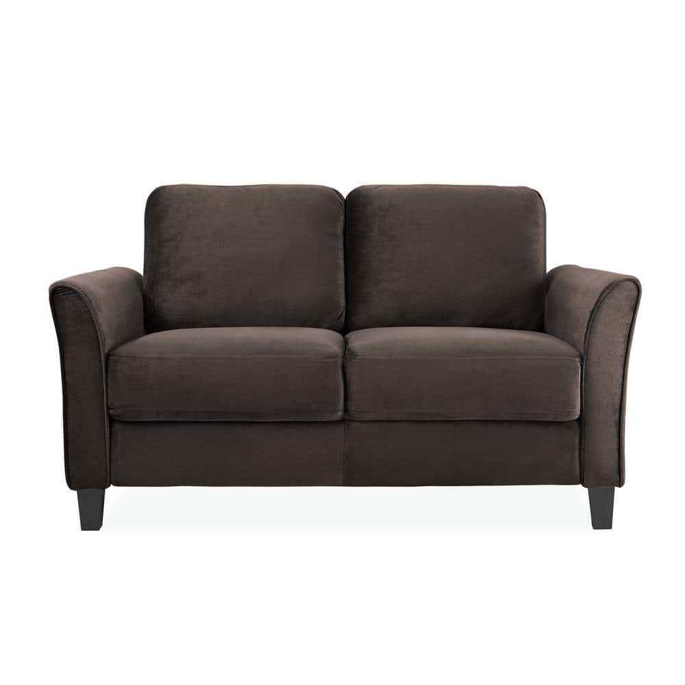 Wesley Coffee Microfiber Loveseat with Curved Arms