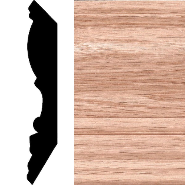 3/4 in. x 4 in. - 1/2 in. x 8 ft. Oak Crown Moulding