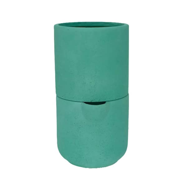 MPG 6 in. dia x 8 in. H 2-Piece Stone Rounded Bottom Self Watering Decorative Pot in Green