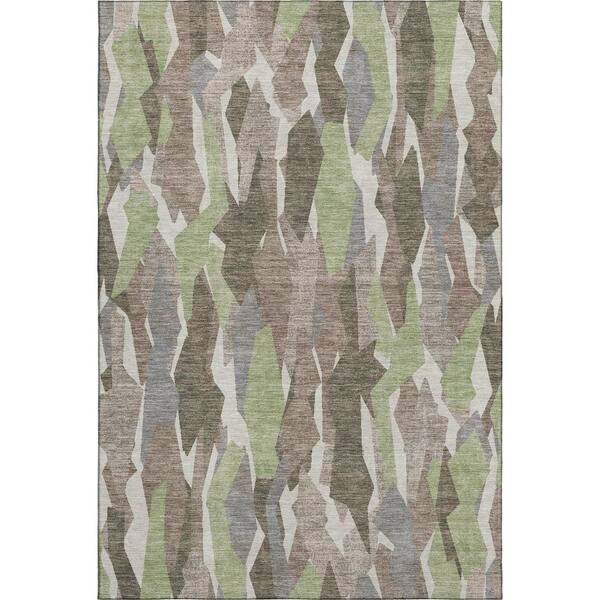 Mayfield Premium Machine Washable Abstract AMF2329 Mocha 10 ft. x 14 ft. Area Rug