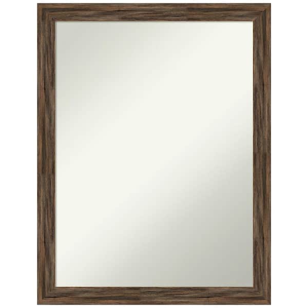 Amanti Art Regis Barnwood Mocha Narrow 20.5 in. H x 26.5 in. W Wood Framed Non-Beveled Wall Mirror in Brown