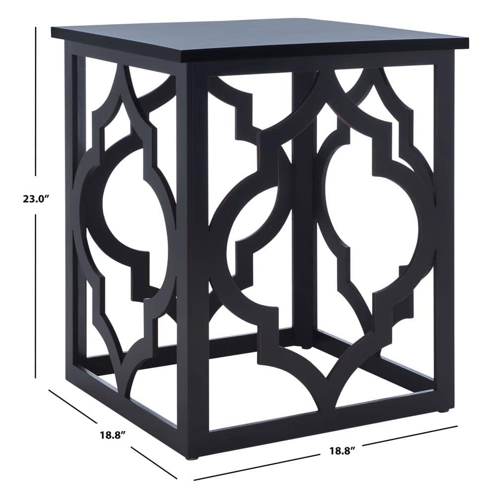 Milo Black Wood and Metal Lattice Accent Table