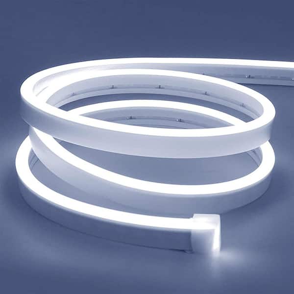 BIBIVIS 16.4 ft. White Hardwired Integrated LED Strip Light, Waterproof Neon Strip Silicone Neon Rope Light for Kitchen Bedroom