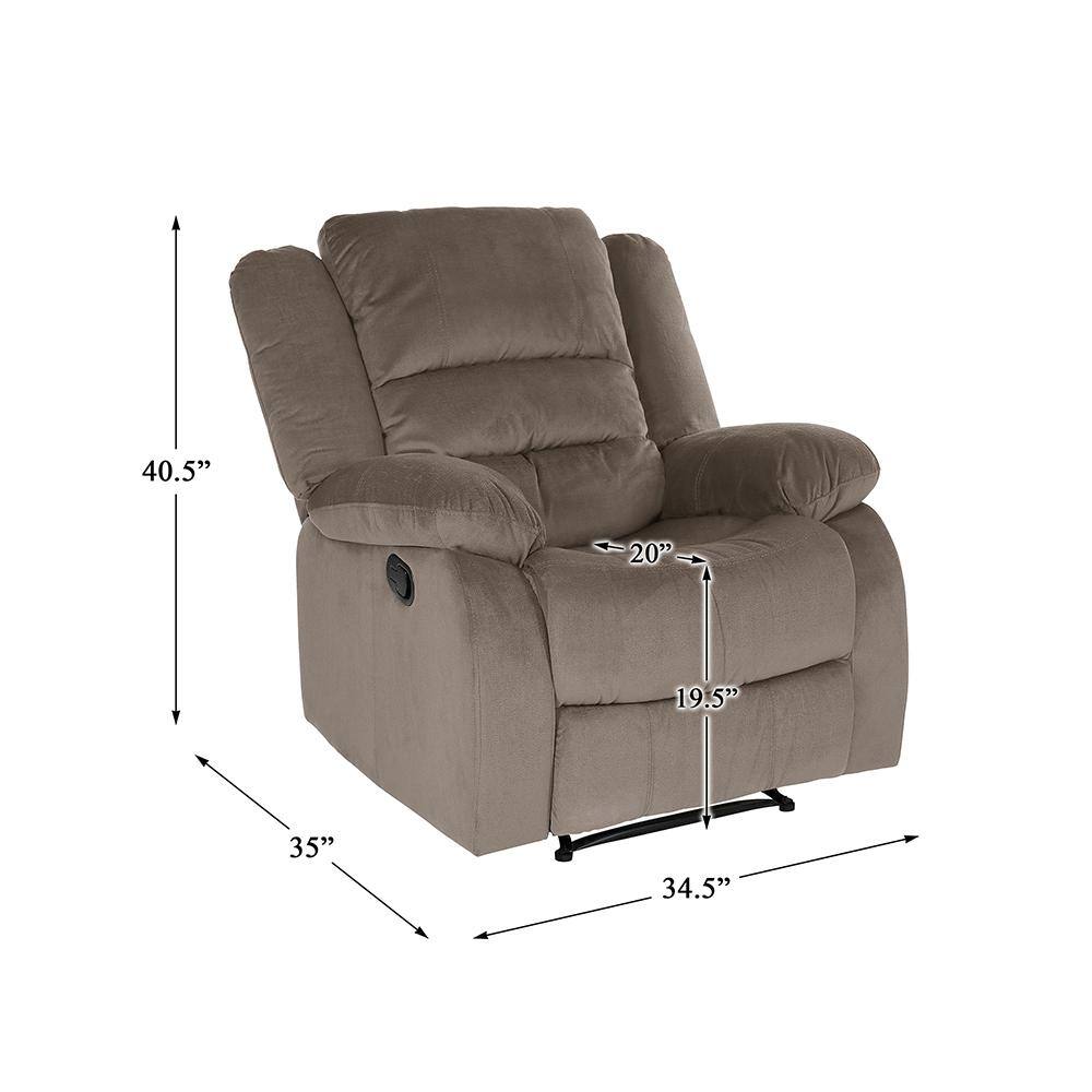 Chocolate Microfiber Recliner with Manufactured Wood Frame
